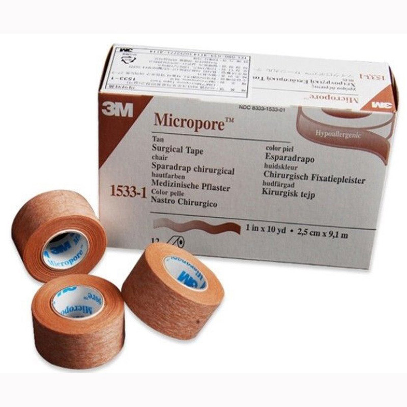Micropore-Cinta quirurgica adhesiva de papel para piel color piel de 1" (2,5cm) x 9.10mt hipoalergenico libre de latex-3M