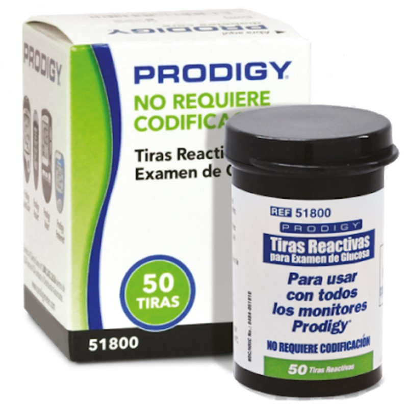 Tiras reactivas para prueba de glicemia x 50 unidades-Prodigy