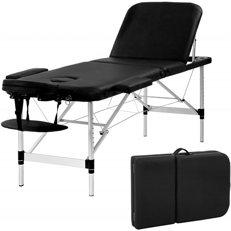Mesa de examen para masaje portatil metal color negro de 3 secciones- New Era
