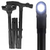 Bastón de cuatro puntos color negro plegable con luz led
