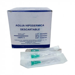 Aguja descartable 21G x 1 amd X 100 unidades