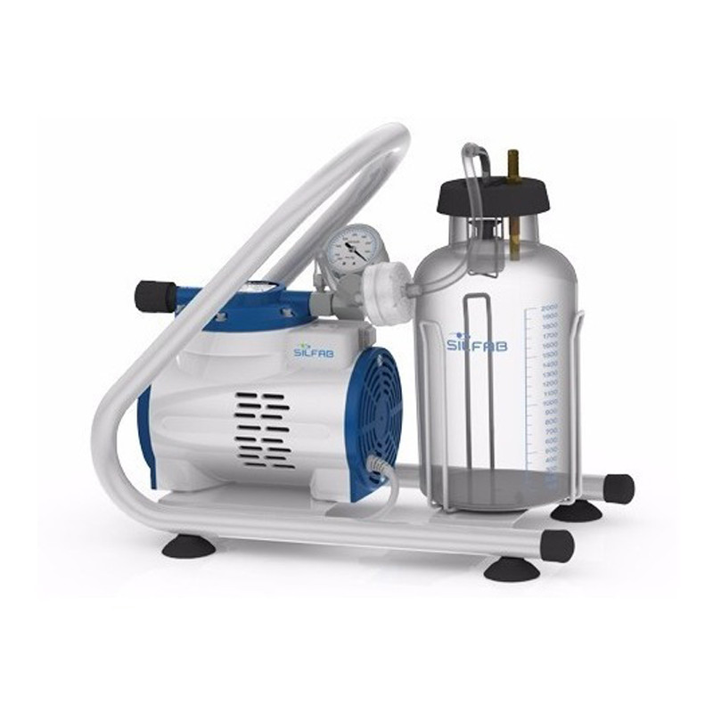 Aspirador portatil con frasco de vidrio de 2000 ml vacio maximo 58 cmhg con vacuometro-Silfab