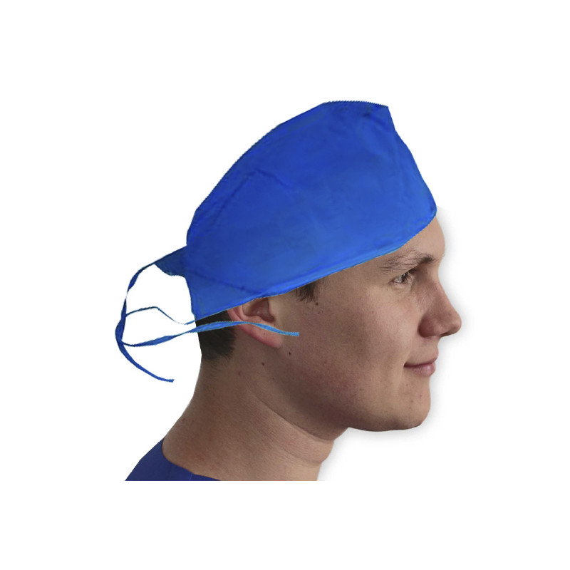 Gorro para cirujano descartable color celeste x 100 piezas con tiras-Amd