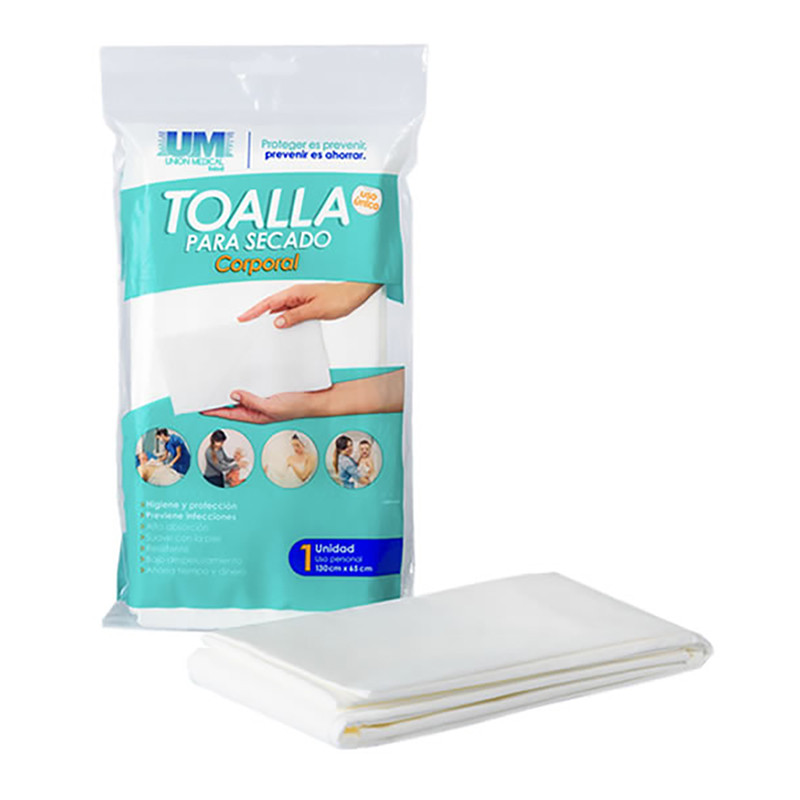 Toalla para secado corporal 1.30x0.65metros-union medical