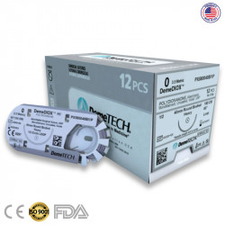 Hilo acido poliglactin 910 numero 3-0 con aguja de 36mm 1/2 circulo de 75cm