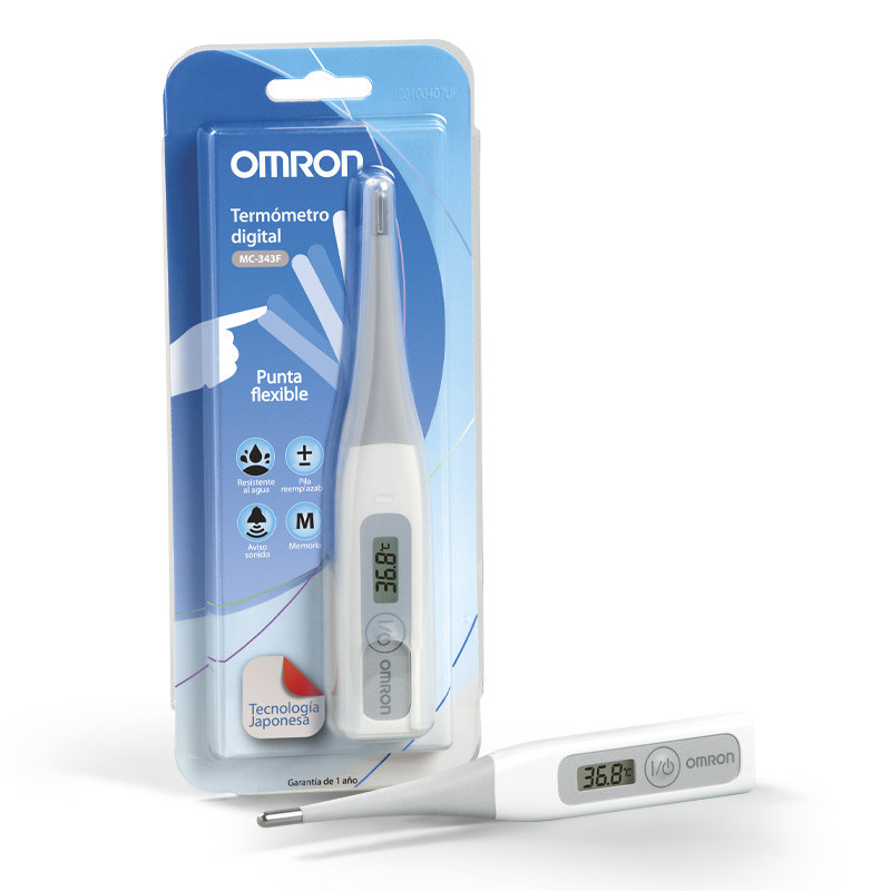 Termometro digital con punta flexible de 1 memoria con bateria reemplazable-Omron