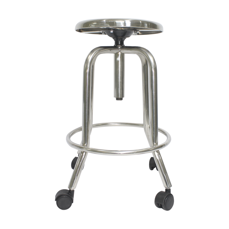 Taburete de acero inox con ruedas-Amd