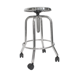 Taburete de acero inox con ruedas-Amd