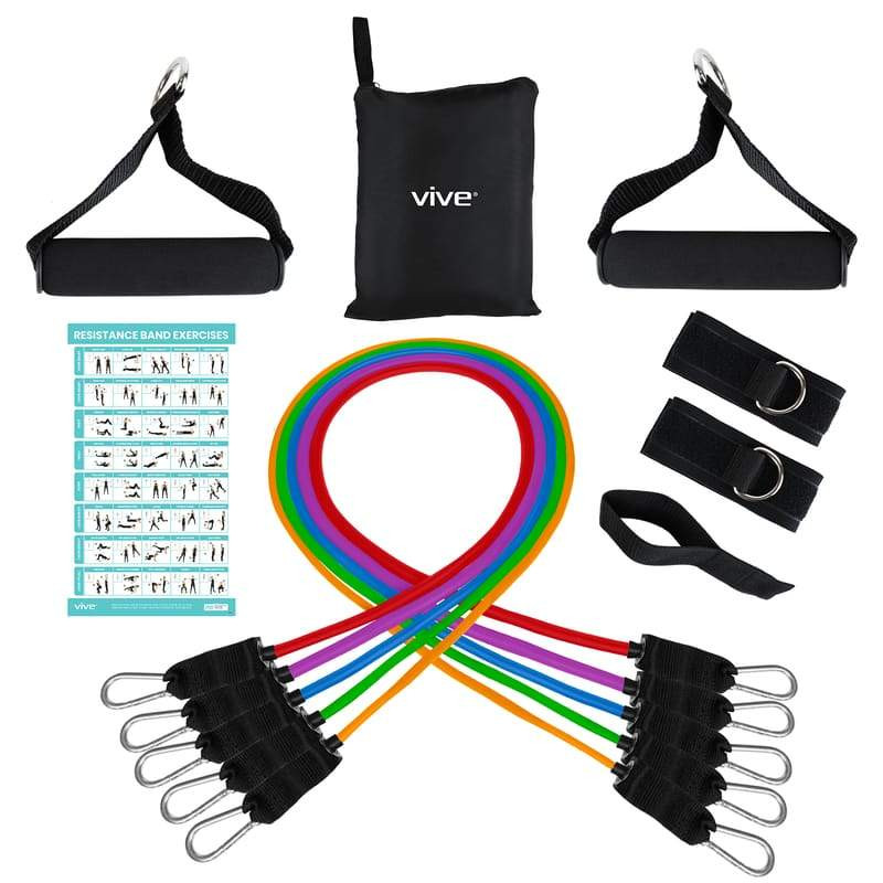 Bandas de resistencia para tubo, clips metálicos, mangos/loops, anclaje para puerta - Vive