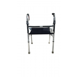 Andador de aluminio cromado con asiento de lona