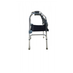 Andador de aluminio cromado con asiento de lona